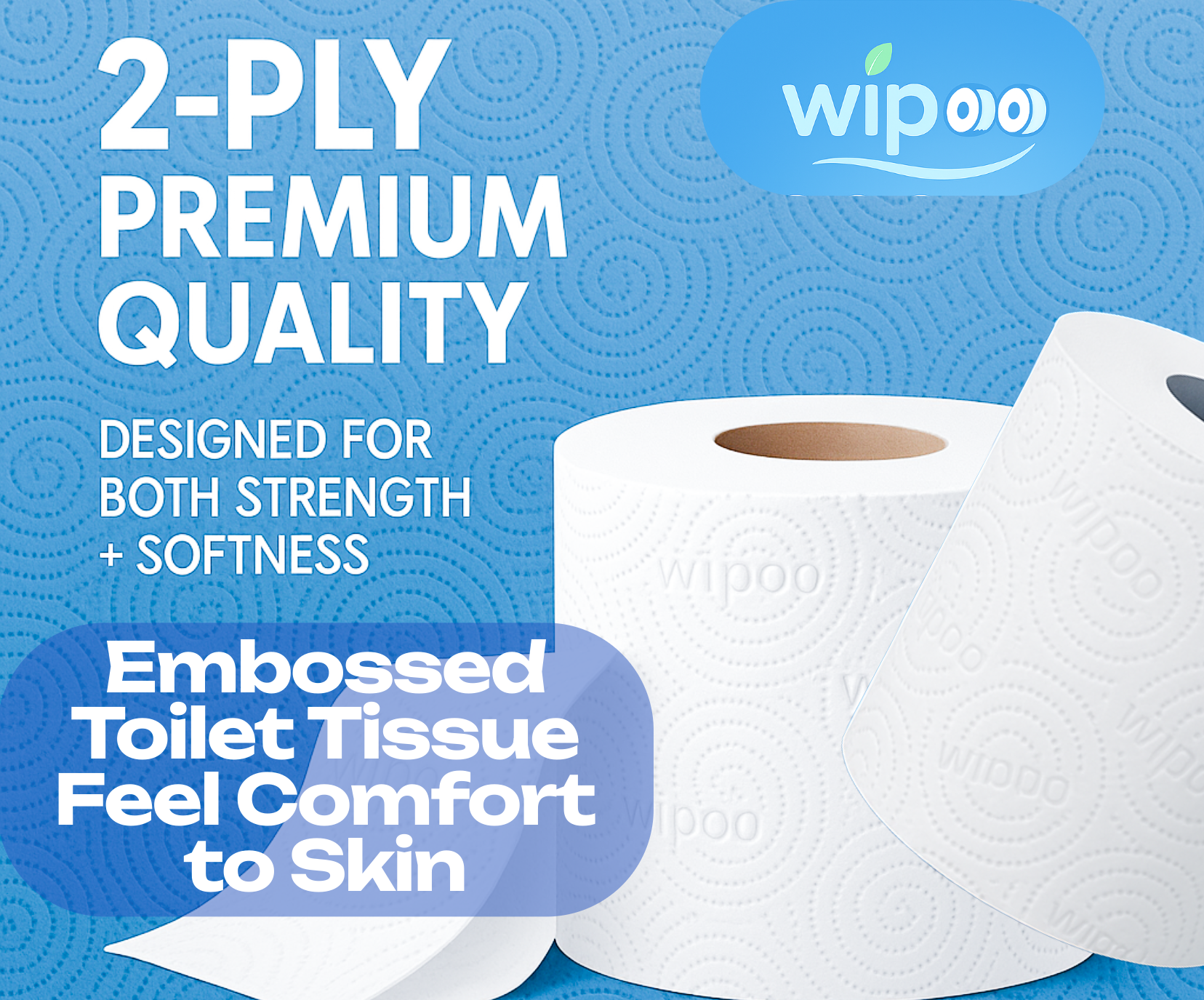 Wipoo Ultra Soft Premium Pack of 45 Toilet Rolls 2ply Soft Strong and Absorbent Toilet Rolls